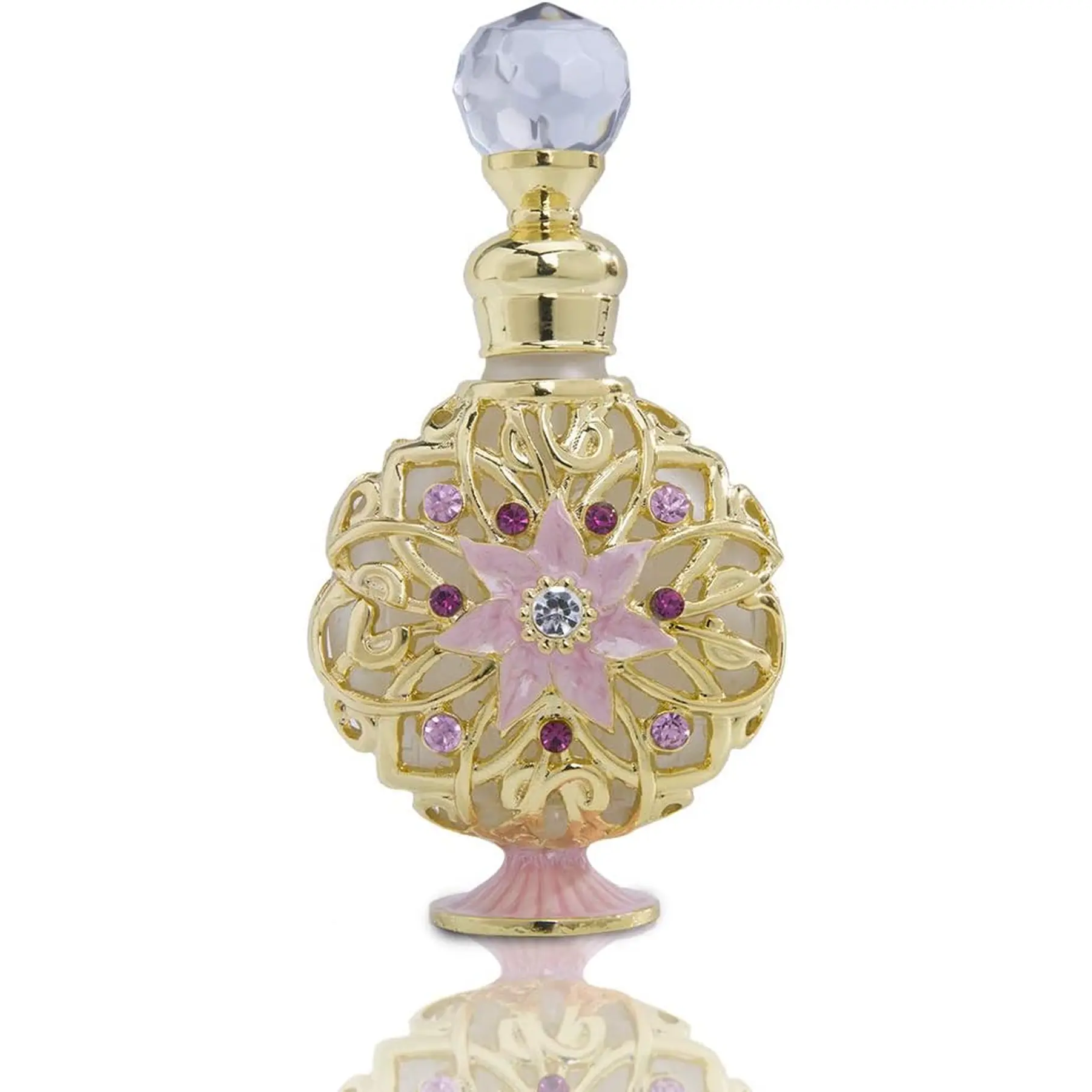 YU FENG Jeweled Flower Perfume Bottles Empty Vintage Decorative Fancy Crystal Glass Perfume Bottle Refillable(Golden,10Ml) YU FENG CRAFTS MANUFACTURE CO.,LTD