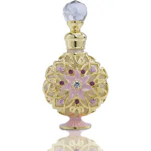 YU FENG Jeweled Flower Perfume Bottles Empty Vintage Decorative Fancy Crystal Glass Perfume Bottle Refillable(Golden,10Ml) YU FENG CRAFTS MANUFACTURE CO.,LTD