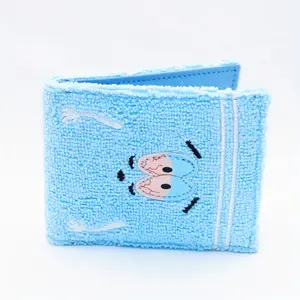 Cute Anime Fashion Wallet, Embroidered Towel Cloth Design, Personalized ID Card Holder for Stylish Use, Casual Card Holder