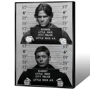 Supernatural Mugshot Dean and Sam Winchester Canvas Print Posters Wall Art Painting Canvas Gift Living Room Prints Bedroom Decor Poster Art