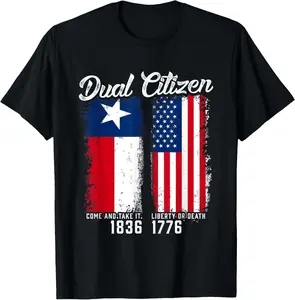 Vintage Graphic T-Shirt for Women, Casual 100% Cotton Short Sleeve Top with a Patriotic Texas and America Slogan, Custom Shirt