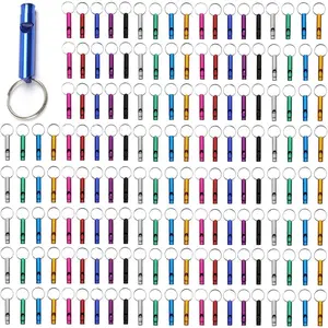 50-200 Pieces Emergency Whistle with Keychain Aluminum Survival Whistle Key Chain for Camping Hiking Boating Hunting Fishing