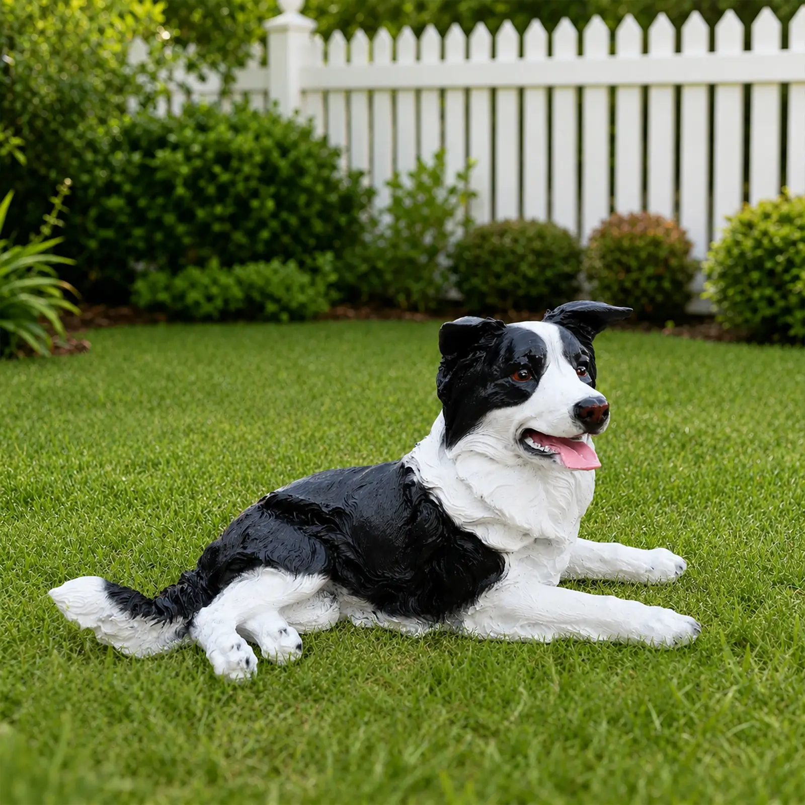 16.93" L x8.27" W x 8.27" H Outdoor Garden Border Collie Dog Statue Greeter Garden Decor – Cute Puppy Sculpture for Yard Porch New Year Gift