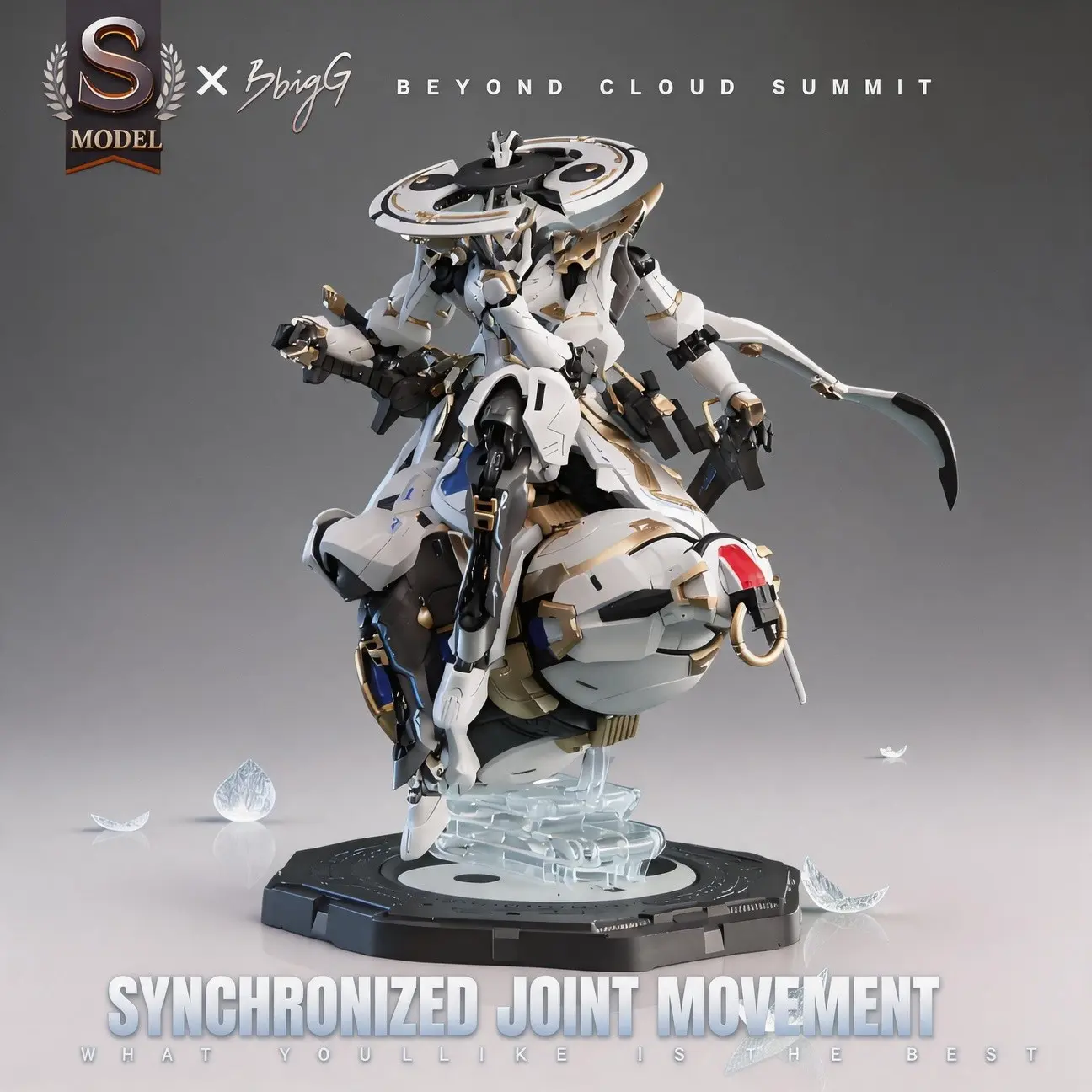 Cloud Peak Zen Mech Collectible Figure, Advanced Alloy Skeleton Robot Model, Cyberpunk Lotus Base Jointed Display, 36cm Adult Artwork, Articulated Figures, Articulating Figurines