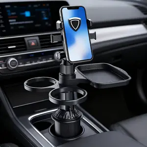 Car cup holder extender with telescopic arm and adjustable base - rotatable, compatible with most coffee cups and mugs, durable ABS material, safe grip for vehicles, stylish design, sturdy construction, Car Phone Stand, Cellphone Car Mount