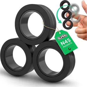 Easter Basket Stuffers - Fidget Rings - Black Magnetic Rings - Improved N45 Magnets, BPA-Free - Quiet Fidget Toy for Adults & Teens - Easter Basket Stuffers for Adults