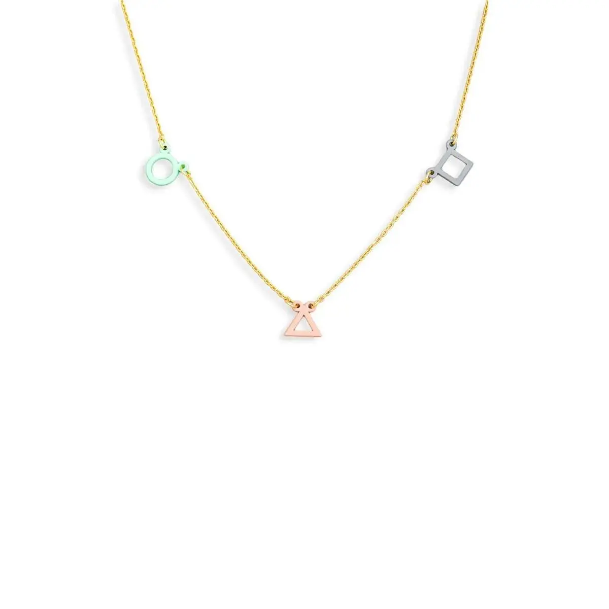 Geometric Circle Triangle Square Station Colorful Necklace