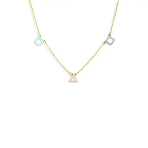 Geometric Circle Triangle Square Station Colorful Necklace