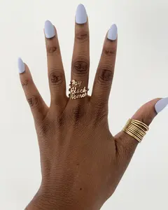 Pay Black Women Adjustable Ring 18k Gold Plated Stainless Steel Fashion Accessory for Adults Waterproof & No Tarnish, African Jewelry