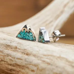 Turquoise Mountain Earrings - Crushed Turquoise Nature Inspired Studs