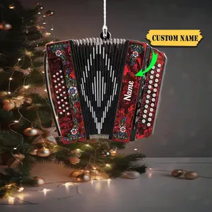 Personalized Red Accordion Ornament, Musical Instrument Ornaments Music Teacher Gifts Orchestra Accordion 2024 Plastic Decor