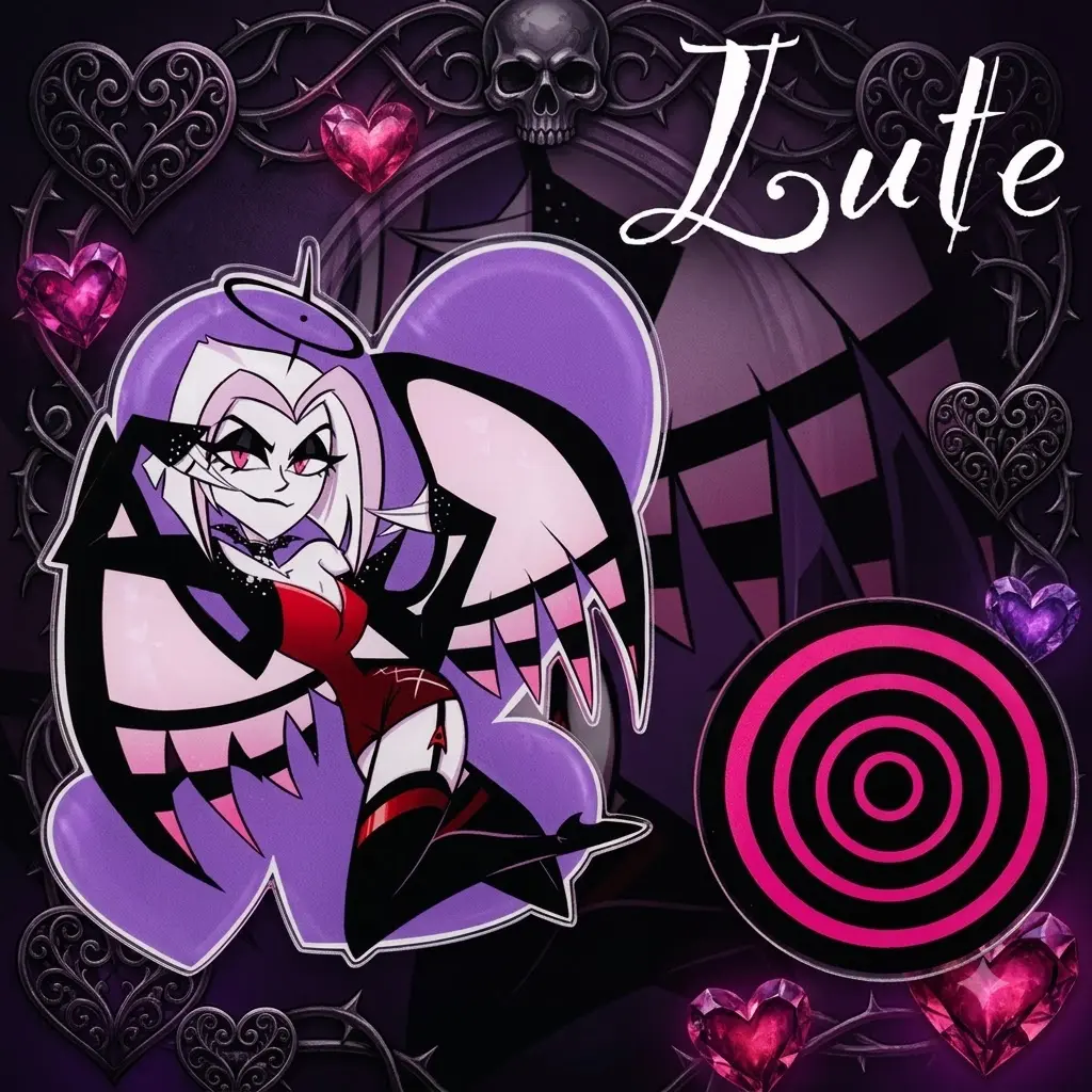 Hellish Valentines Purple Heart Lutes Beating Heart Acrylic Standee (1 standee_8inch)