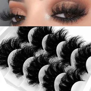 5 Pairs Natural False Eyelashes, Curly Faux Synthetic Cluster Lashes, Lightweight Full Volume Eyelash for Lashes Extensions, Volumized False Eyelashes, Christmas Gift, Cosmetic, Makeup