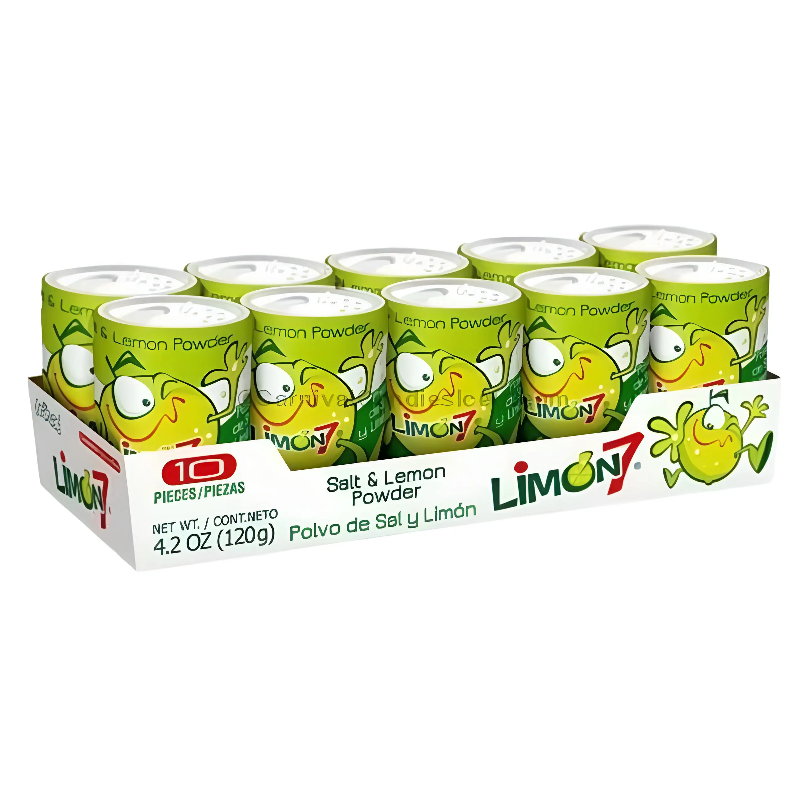 Limon7 Lemon & Salt Powder Tray (10 Count) - Tangy and Delicious Salt and Lemon Flavored Powder Mexican Candy Snack Fruit Natural Bonbon, Dulces Mexicanos