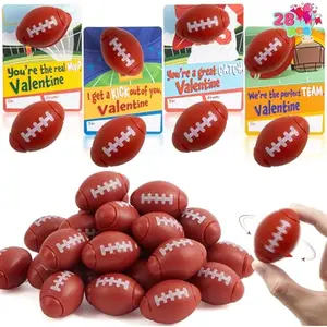 28 Packs Valentine Mini Football Fidget Spinner Balls with Gift Cards for Kids Valentine's Party Favors,Valentines Classroom Exchange Gift Toys for Kid Classroom Prizes Exchange Cards
