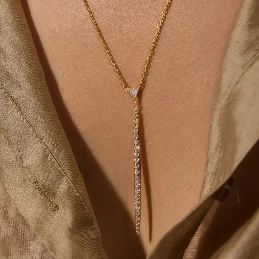 Emma's Heart Rhinestone Bar Pendant O-Chain Necklace 316L Titanium Steel