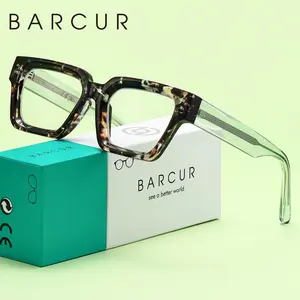 BARCUR Super Large Square Frame Eyeglasses High Definition Glasses Reading Mirror For Both Men And Women, Unisex, Comfortable For Daily Office And Study, Nose Support Without Pressure Sensation, Square Eyed Glasses, High Quality Eyewear