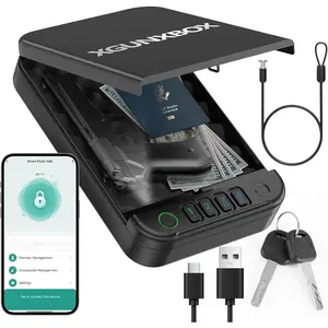 Gun Safe, APP Pistol Safe Travel Case, Biometric Gun Safes for Handgun, Quick Access Gun Box with Keys, and USB-C Port for Home Bedside Nightstand Car