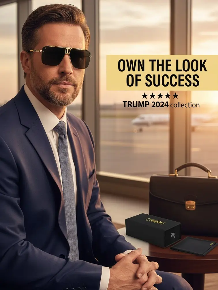 Luxury Rimless Square Sunglasses Set for Men, Gold Metal Frame UV Protection Sunglasses, Comes with Hard Protective Case & Microfiber Cleaning Cloth, Fashion Outdoor Driving Eyewear Sunglasses With Cases And Cleaning Cloth