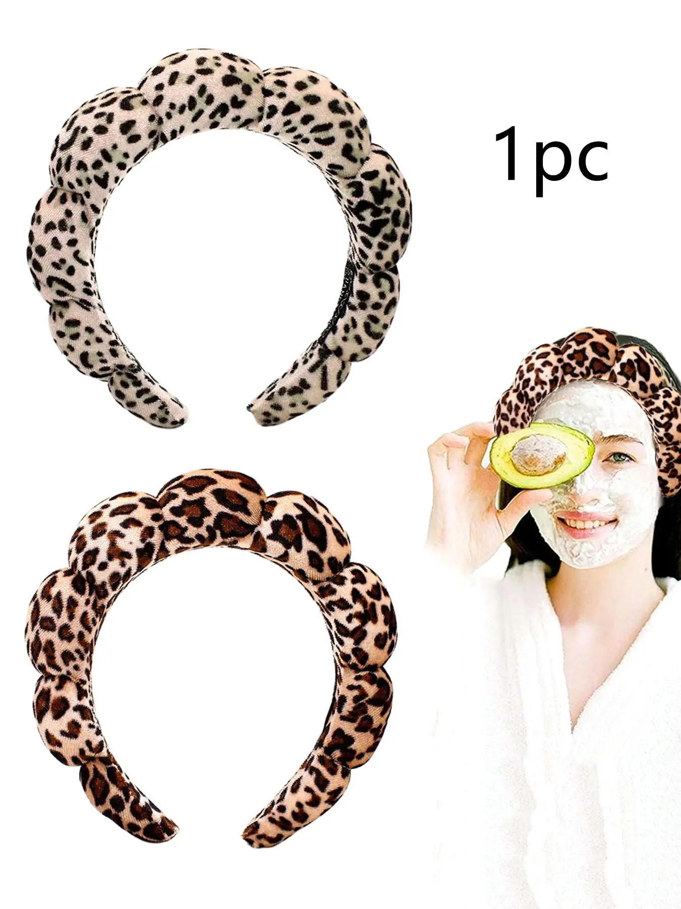 1pc Women's Elegant Leopard Pattern Hair Hoop, Cute Cloud Shape, Pressure Hair Wash Hair Hoop, Makeup, Bathing, Shower Pressure Hair Hoop, Home Goods, Daily Casual Hair Accessories, Zigzag Headband, Headbands Women