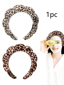 1pc Women's Elegant Leopard Pattern Hair Hoop, Cute Cloud Shape, Pressure Hair Wash Hair Hoop, Makeup, Bathing, Shower Pressure Hair Hoop, Home Goods, Daily Casual Hair Accessories, Zigzag Headband, Headbands Women