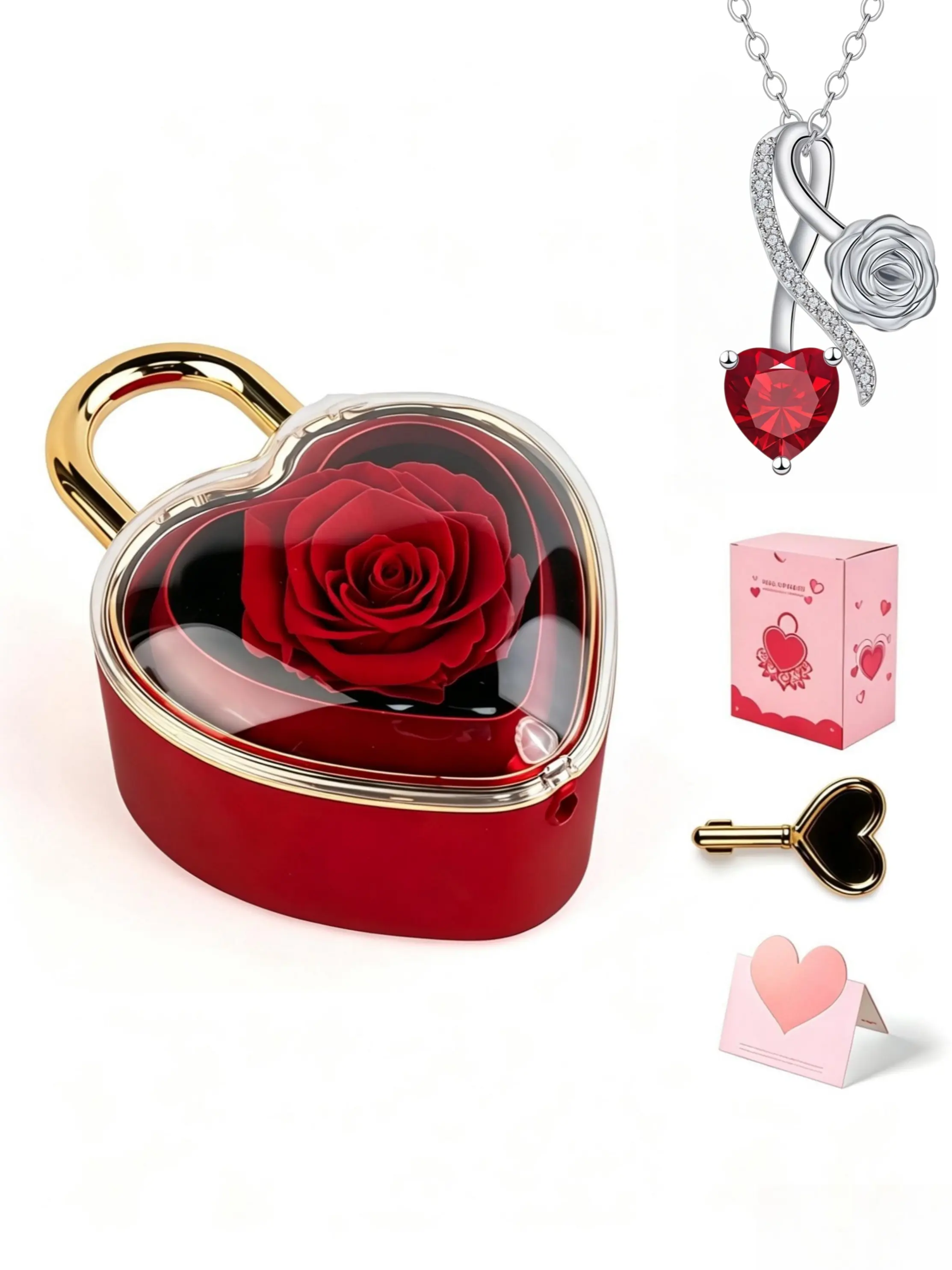 Silk Twined Rose Heart Necklace, Crimson Vow Luxury Gem, Perfect for Birthdays, Valentine’s Day, Mother’s Day, Christmas