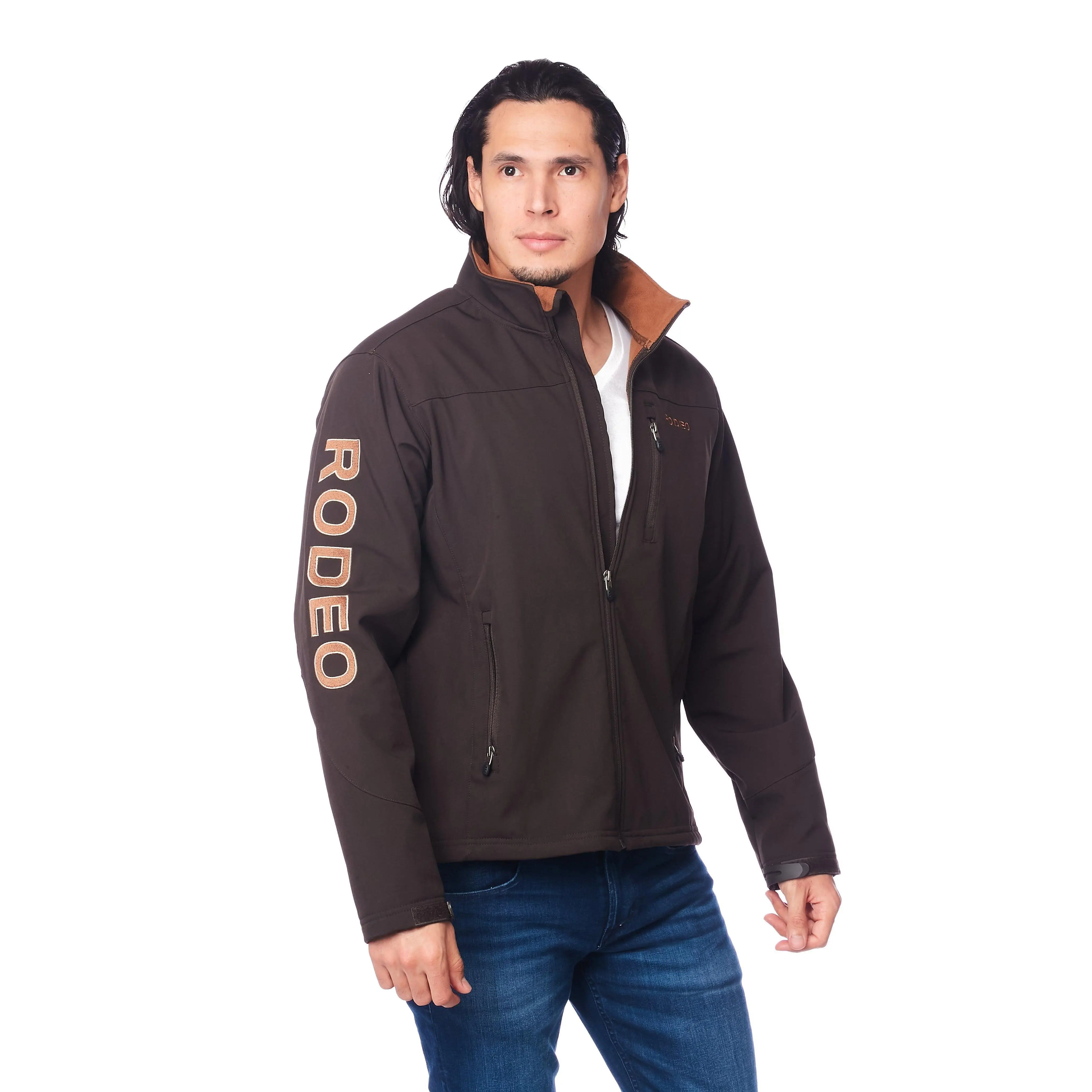 Men's Soft Shell Bonded Jacket -NJ650-EMB-BROWN-COGNAC