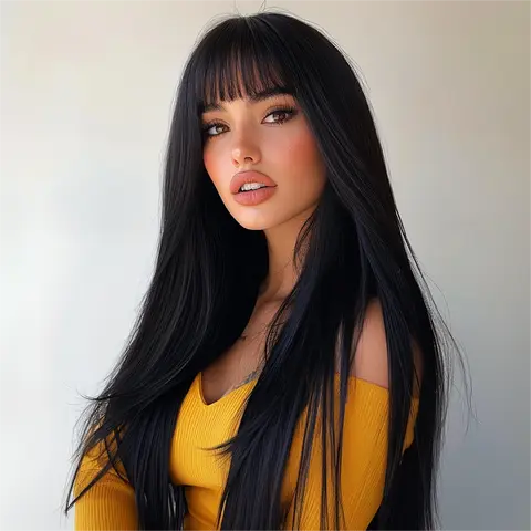 SMILCO/Black | Straight Hair | Synthetic Wig | 24inch |SM257 Hairstyle Wigs Hair Stylist Wig