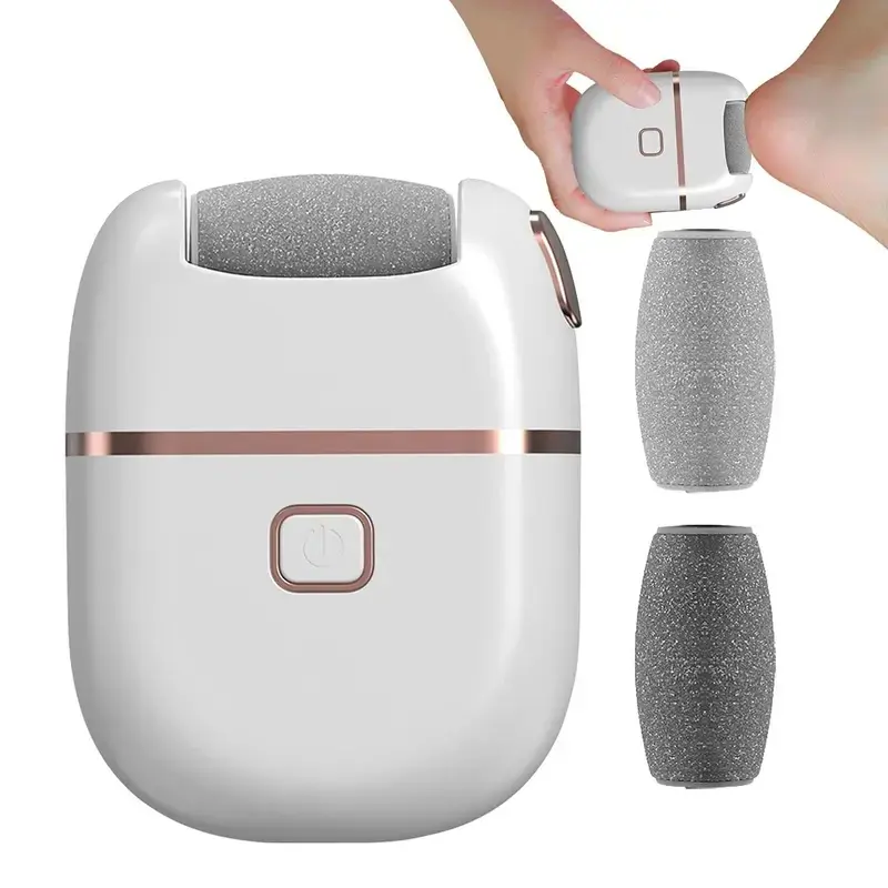 Rechargeable Dual Speed Electric Foot Callus Remover, Portable Pedicure File Kit with 3 Grinding Heads & Replacement Rollers, Effective Dead Skin & Cracked Heel Remover Foot Care Tool for Men Women