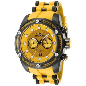 Invicta Bolt Men's 52mm Yellow Chronograph — Carbon Fiber Dial, Hex Bezel, Tactical Yellow Silicone Strap