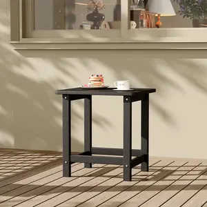HDPE Square Outdoor Side Table, Weather Resistant & UV-Proof, Easy Assembly, Maintenance-Free, Small Patio End Table for Garden, Balcony, Porch