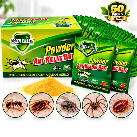 Indoor Insect Pest Control Powder Bait - 1 Box (50 Packs) Fast 24hr Action Bug Killer Indoor, Eliminate Queens & Workers, Cockroach Exterminator for Kitchens, Mess-Free Home Care Supply