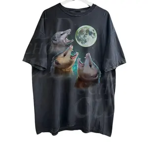 Three Possums Howling at Moon Vinatge Shirt Retro Opossum Lover Tshirt Funny Possum Tee Distressed Cotton Unisex Tee Menswear Top Underwear Streetwear Crewneck