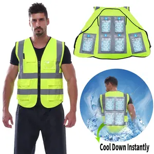 Regular Style Free Gift 24pcs Ice Packs Ice Safe Cooling Vest for Men&Women Cool Safety Vest for Hot Weather Work with 6Pockets Cold Jacket for Summer Outdoor Working  Reflective Workwear Menswear