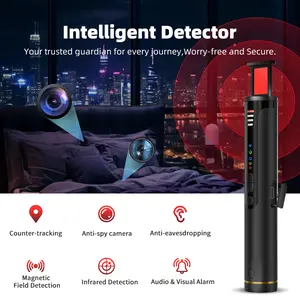 T016 AntiSpy Camera Finder 950mAh Full Band RF Infrared Magnetic Scanner Anti Eavesdropping Bug with Sound Light Alarm for Home Hotel Office Car Travel Safety Detector Remote