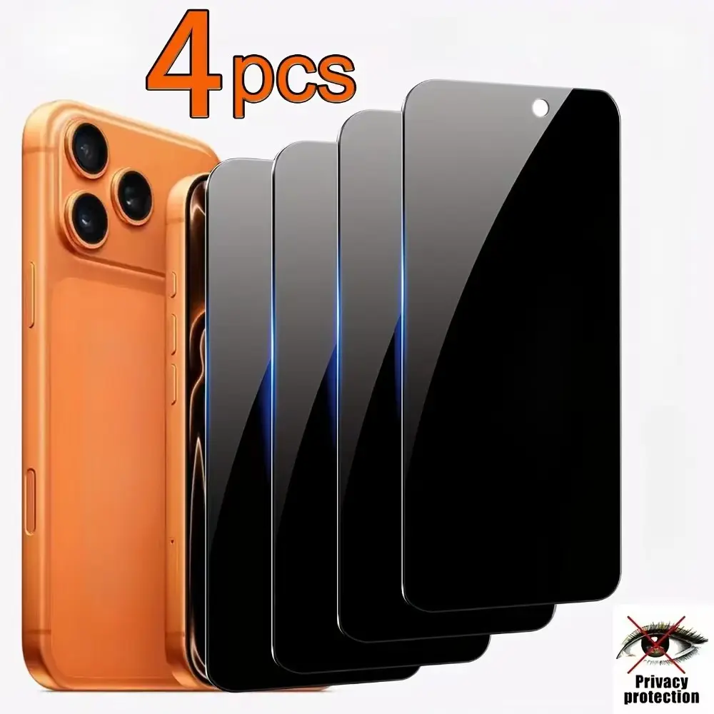 4-Piece Privacy Screen Protector Film for iPhone 17/17pro/17 Pro Max, 16/15/14/13/12/11，9h High Hardness Tempered Glass, Anti-Scratch Design