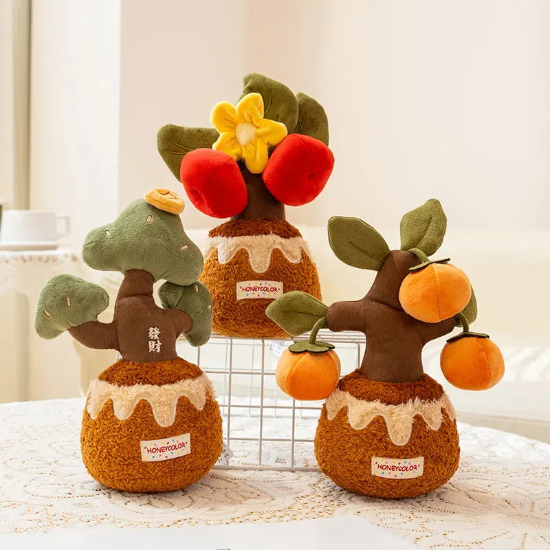 Soft, soothing plush toy mini potted plant — “Shakushi Ryoui” lucky tree; desktop ambiance decor gift