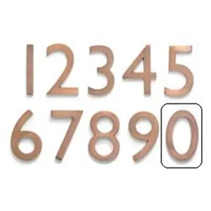 Architectural Mailboxes  Solid Cast Brass 4 inch Floating House Number Antique Copper "0", Decor, Signs, Wall, Hand