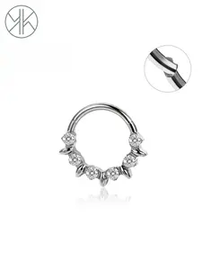 16G Titanium Septum Ring- Hoop with Cubic 5A Zirconia - G23 Hypoallergenic Nose Ring for Women Men, Cartilage Helix Daith Tragus Conch Piercing Jewelry for Suspension Display Box