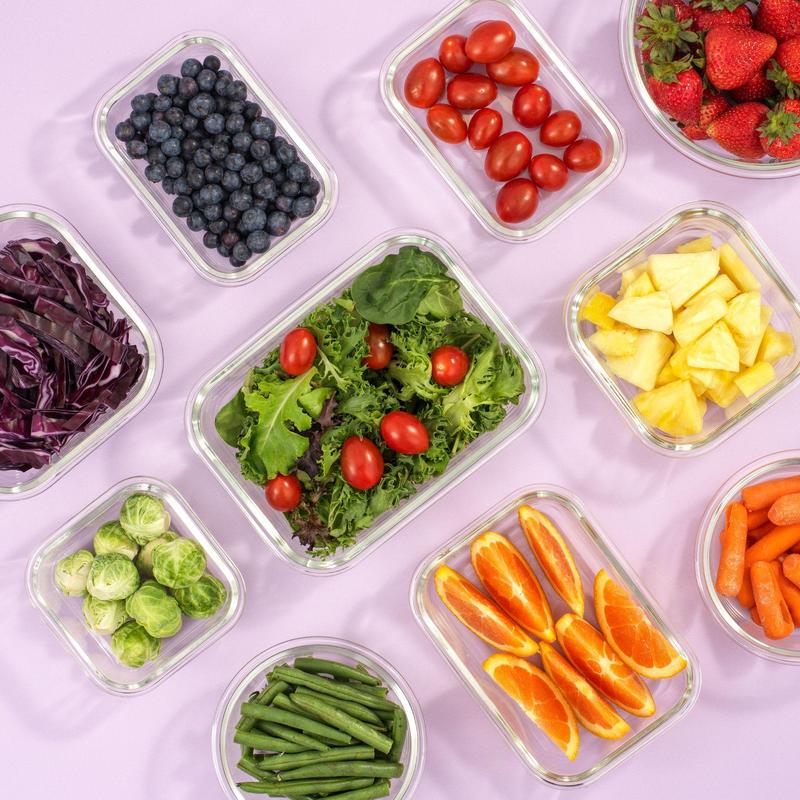 JoyJolt JoyFul 24pc (12 Airtight, Freezer Safe Food Storage Containers and 12 Lids), Pantry Kitchen Storage Containers, Glass Meal Prep Container for Lunch, Glass Storage Containers with Lids