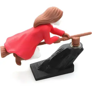 Broomstick Dashboard Ornament, Motion-Activated Drifting Car Decor, Fun Fantasy-Themed Dashboard Toy for Witch & Wizard Fans