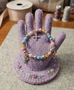 Girls Pastel Charm & Devotional Cross Beaded Stretch Bracelet - Children's Birthday Accessory, Easy Fit, Elastic Cord, Choking Hazard Small Parts Note