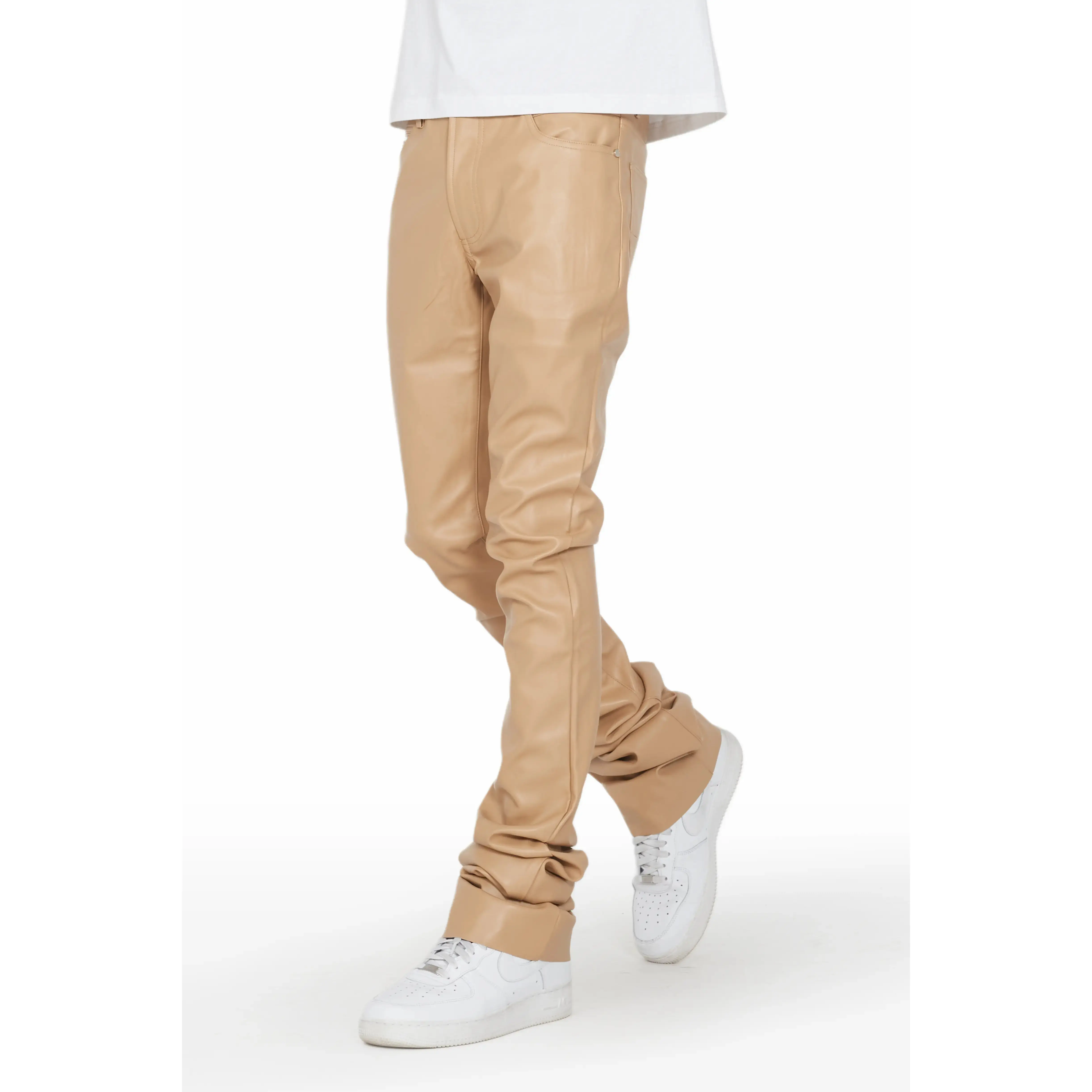 Ricky Tan Super Stacked Faux Leather Pant