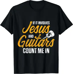 100% Cotton Christian Guitarist Jesus Church Worship Guitar Player T-Shirt
