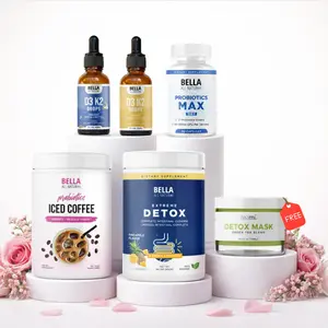 Bella All Natural Mother's Day Special: Probiotics Iced Coffee + Extreme Detox (Pineapple) + Probiotics Max Day + D3 K2 Day Drops + D3 K2 Night Drops + Free Detox Mask
