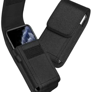 Tactical Cell Phone Pouch Holster with Free D Shaped Buckle Portable Wallet Card Waist Pack Adjustable Waistband Bag Outdoor Sports Nylon Carrying Case