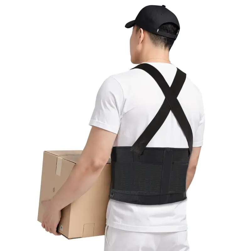 Waist Trainer Belt for Men Waist Girdles with Adjustable Shoulder Straps Waist Cincher for Working Breathable Waist Belt with Hook and Loop Fastener Security Support