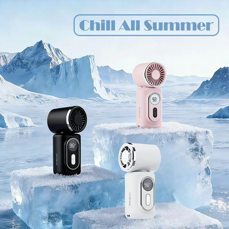 Mini Ice-Cool Handheld Fan with Clip, Rechargeable 3000mAh Battery, 180° Adjustable Airflow, 5 Powerful Speeds, Perfect for Outdoor Shopping, Hiking and Traveling. Perfect Gift. Portable Refrigeration