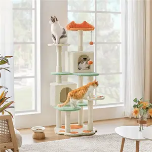 Yaheetech Cat Tree, 42/57.5/65/72in Cat Tower for Indoor Cats, Cat House with Platform, Scratching Posts, Double Condos, Cat Climbing Frame Bed Furniture