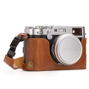 MegaGear Fujifilm X100F Ever Ready Top Grain Leather Camera Half Case and Strap